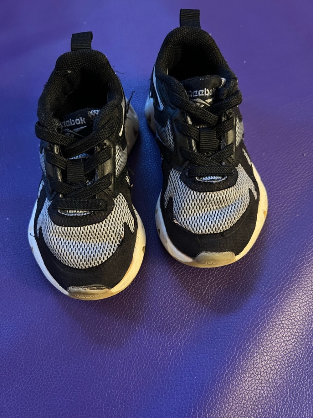 Reebok Kids Black and White Mesh Sneakers